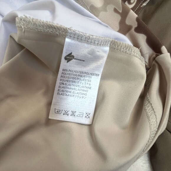 Daily Sports Womens Camo Feather Long Sleeve Polo Shirt Medium Beige Rhinestones - Picture 9 of 9